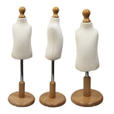 Children Kids Age 1 year Tailors Dummy Mannequin, Cream Torso Bust with a Light Wood Round Base